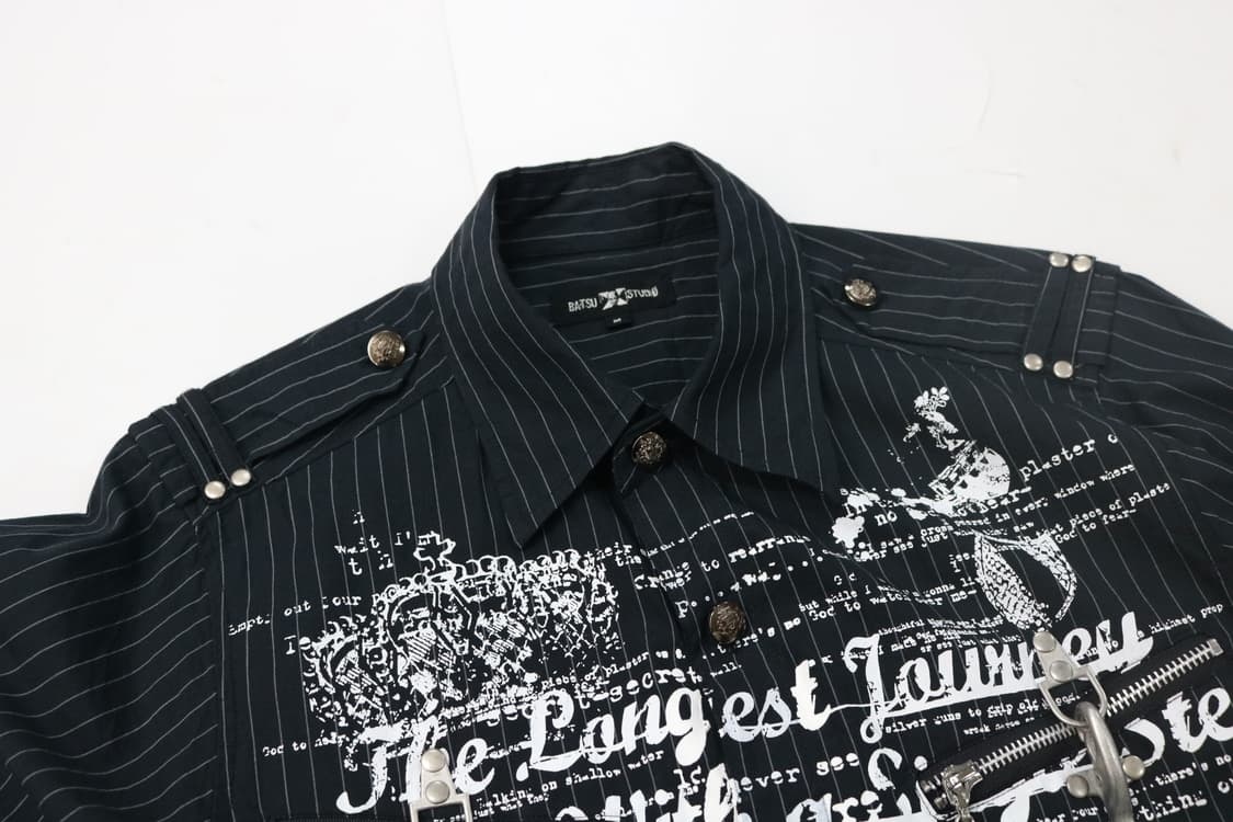 BATSU STUDIO 바츠 스튜디오 빈티지 펑크 스트라이프 본디지 셔츠 상품이미지4
