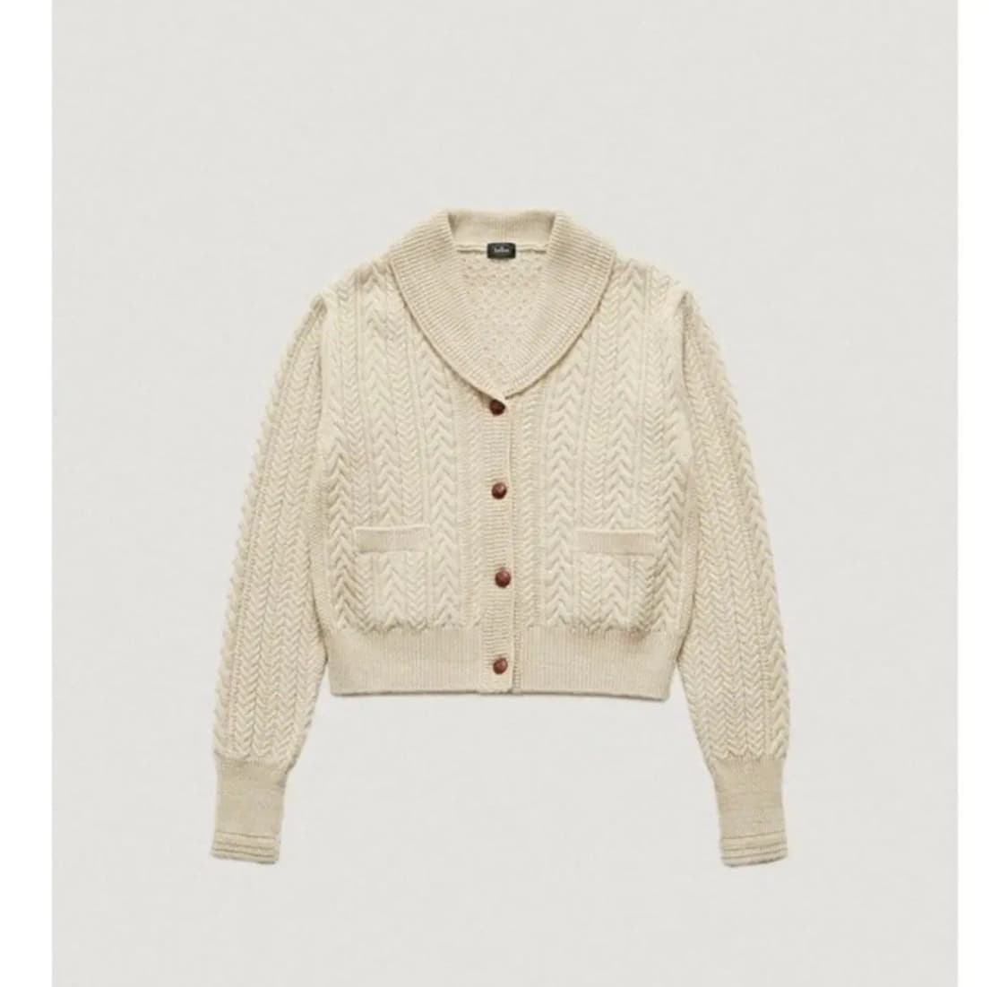 더바넷 숄카라 케이블 니트 가디건 상품이미지1