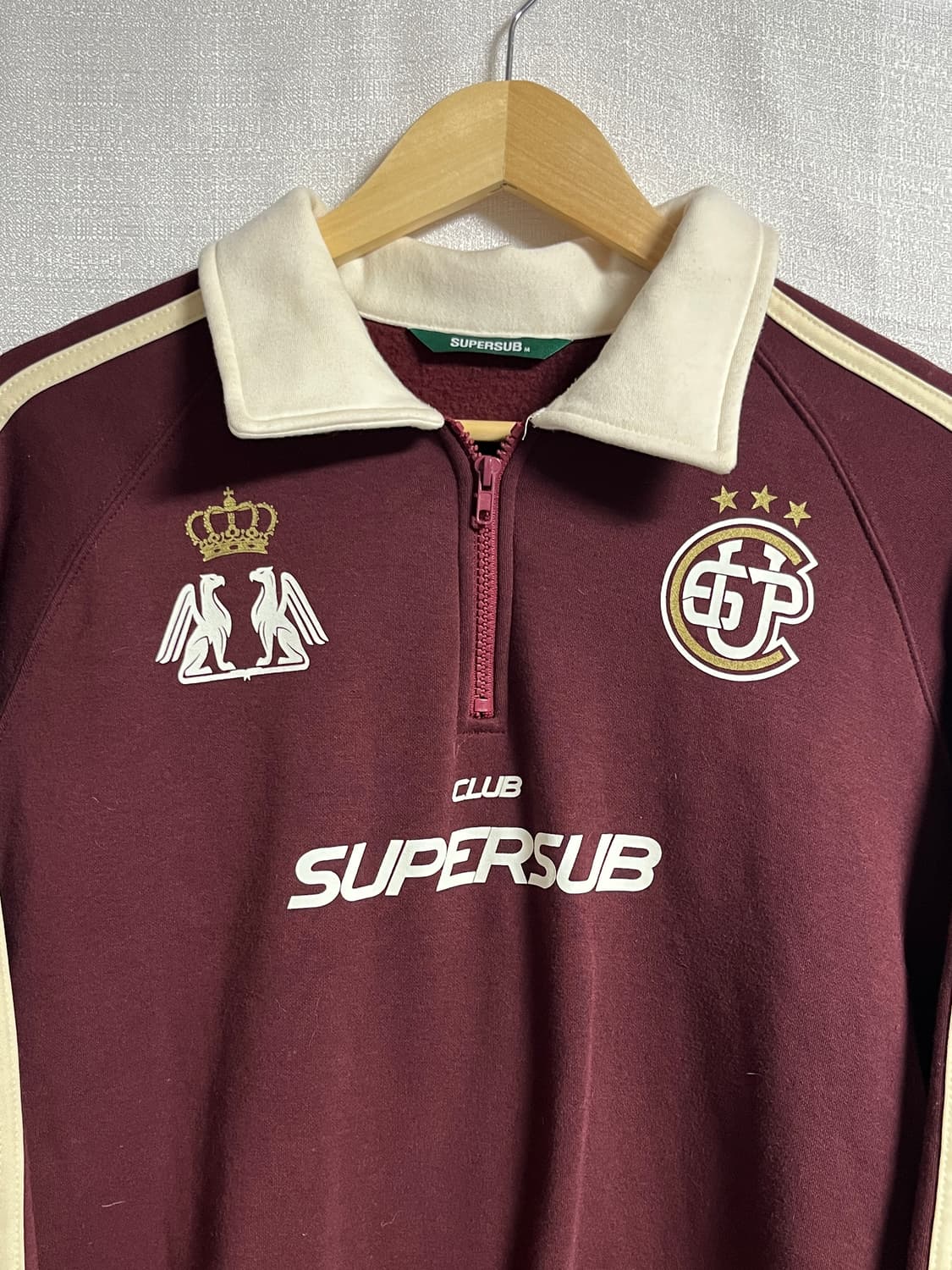 공용 슈퍼서브 오버핏 클럽 맨투맨 티셔츠 버건디 M 상품이미지3