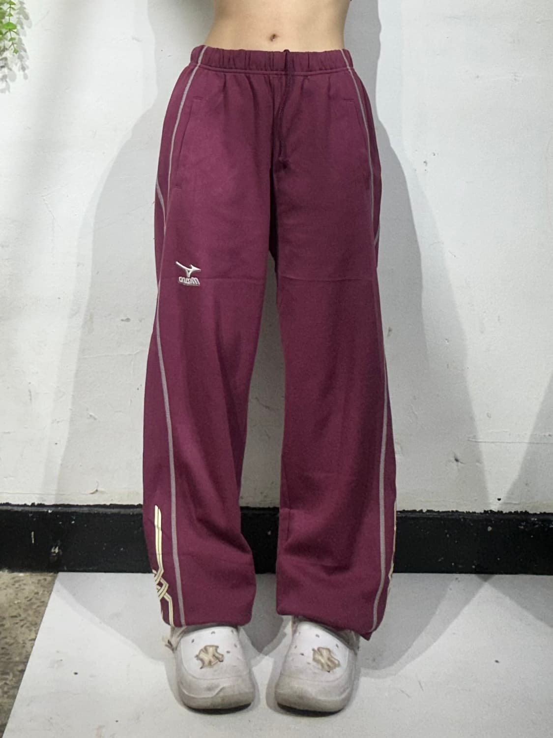 미즈노 버건디 사이드 라인 추리닝 바지 트레이닝 팬츠 L 상품이미지2