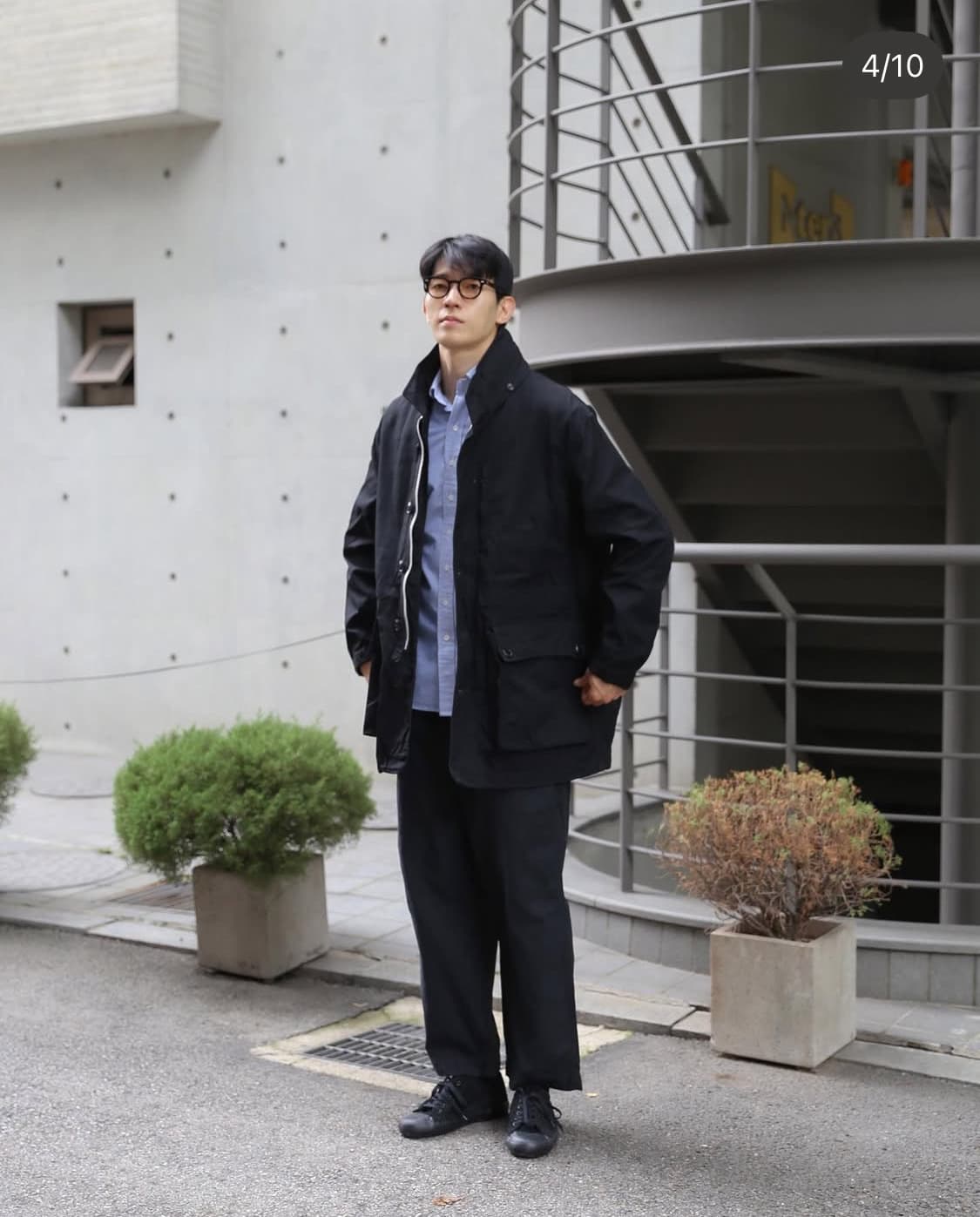 [M] SAGE DE CRET 하이 덴서티 코튼 왁스드 필드 하프 코트 상품이미지1
