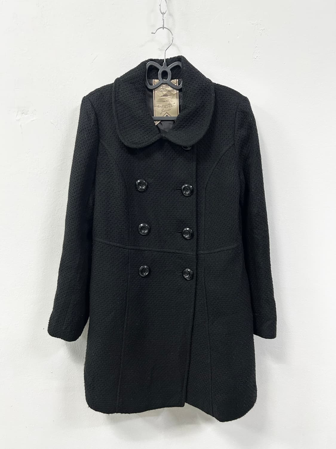 [MIEL] 도쿄걸 너드 블랙 롱코트 상품이미지6