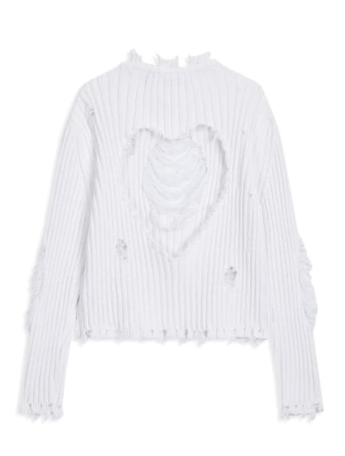 open yy heart damage knit white 상품이미지3