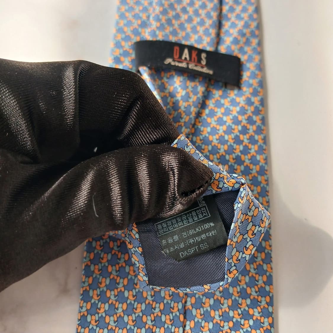 DAKS 닥스 실크 블루 코끼리 패턴 넥타이 8.2cm B등급 E843 상품이미지8