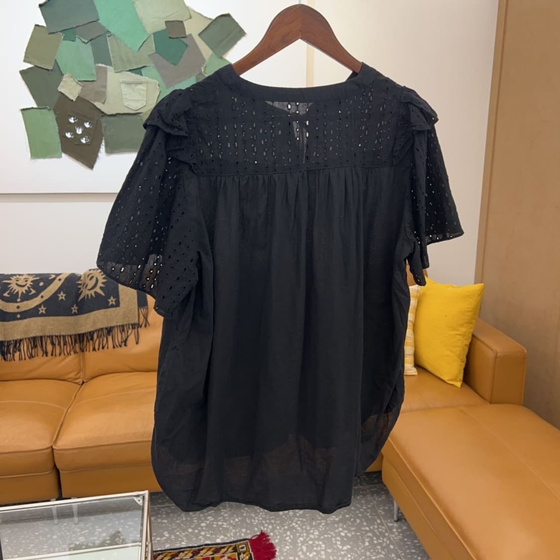 빈티지 모리걸 반팔 펀칭 블라우스 100 C04657  상품이미지2