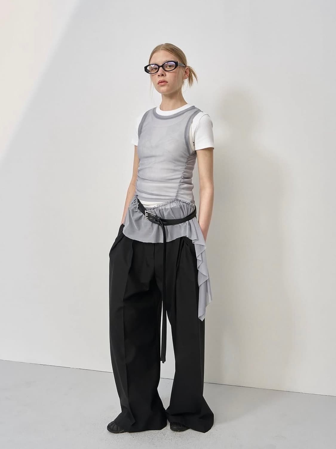 LCDC mesh frill sleeveless top(grey) 상품이미지4