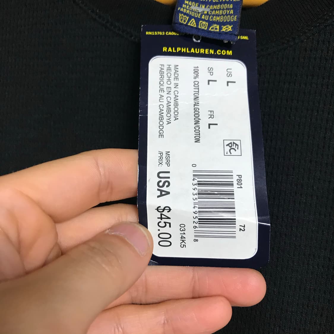 폴로 택체상품 검정 와플 쭉티셔츠 상품이미지4