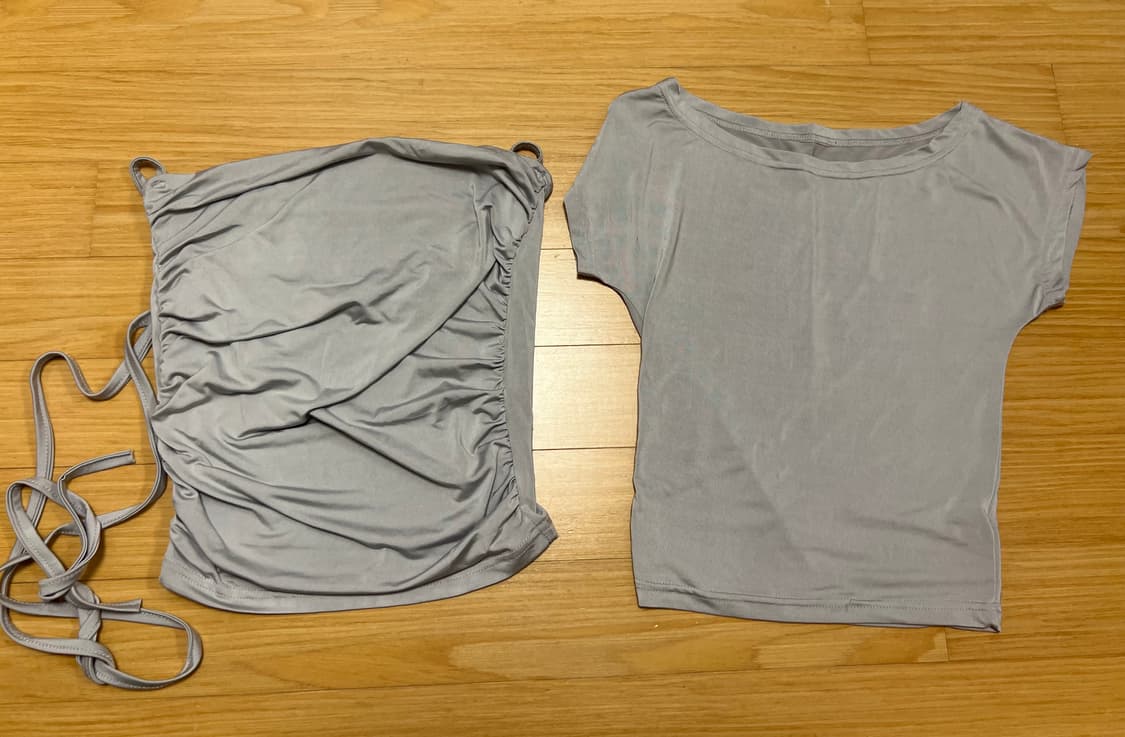 시너진 져지 저지 셔링 스트랩 튜브탑 그레이 상품이미지6