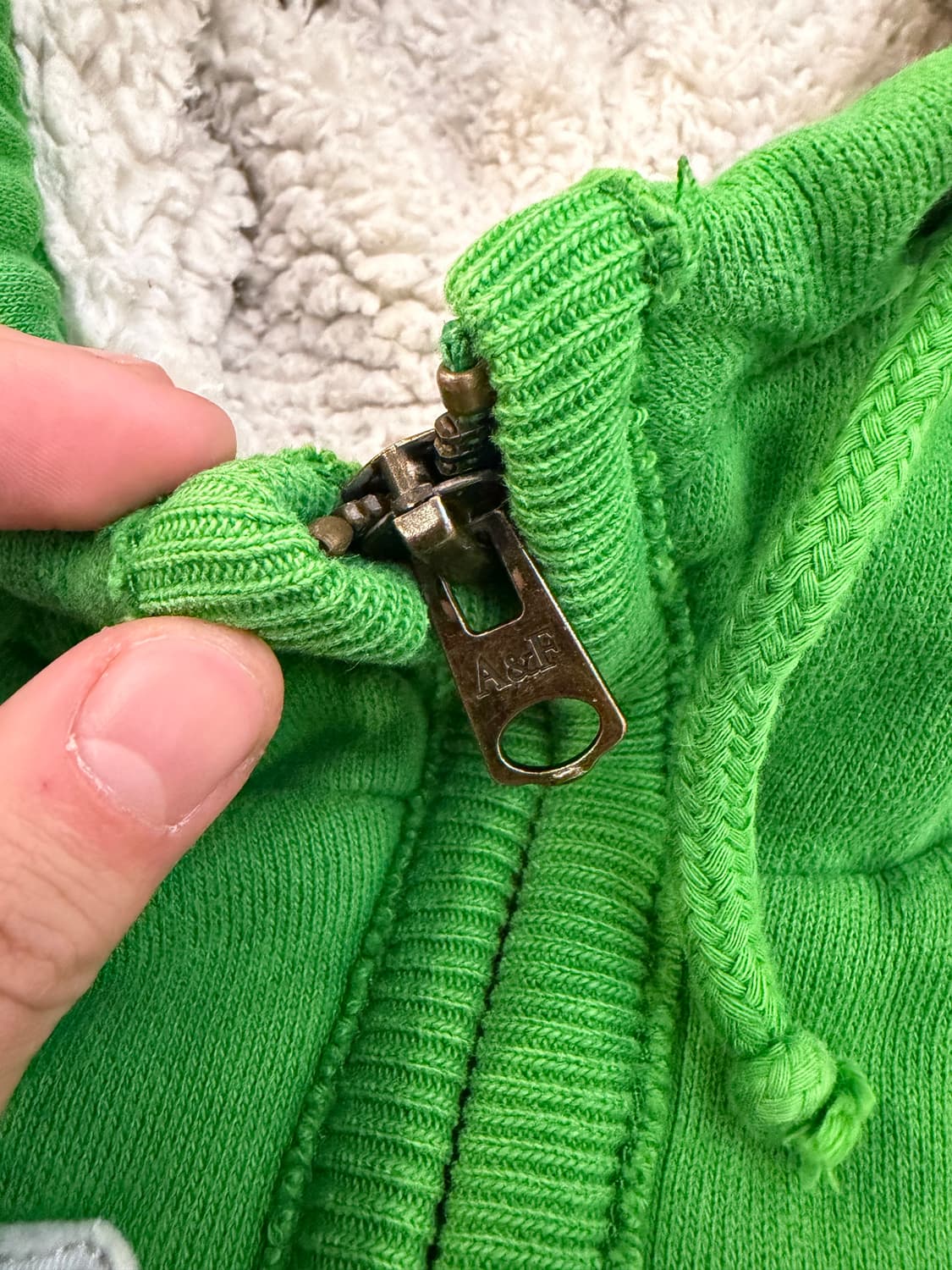 아베크롬비 딱붙핏 양털 울프죠 후드집업 그린 상품이미지3