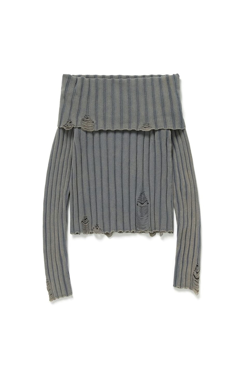 커렌트 워싱 오프숄더 니트 탑 그레이 상품이미지1