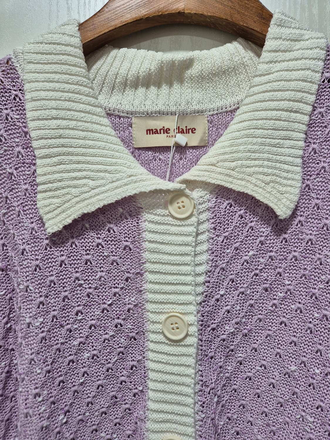 마리끌레르 퍼플 반팔 가디건 상품이미지2