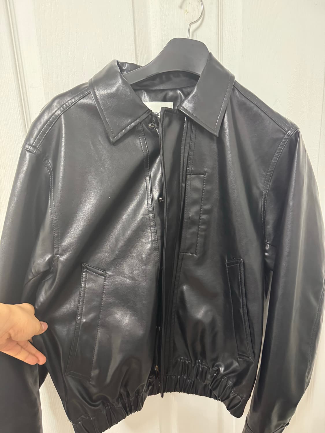 데꼬로소 페이크 레더 블루종 블랙 2사이즈 거의새상품 상품이미지3