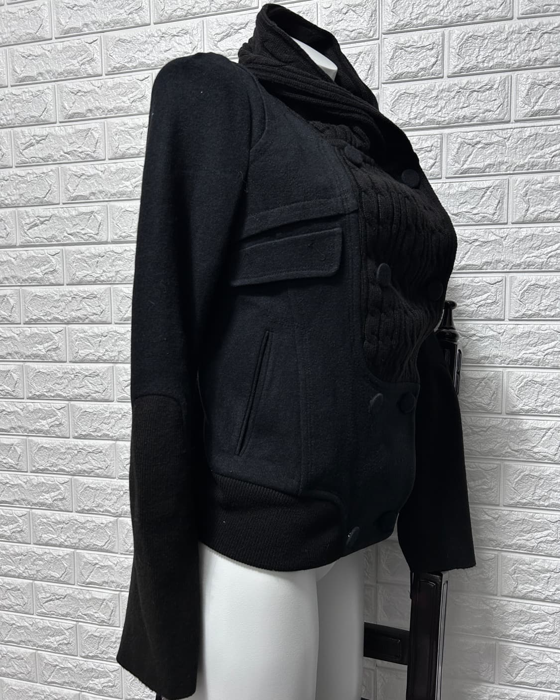 시스템 드레이프 니트 카라 울 자켓 상품이미지4