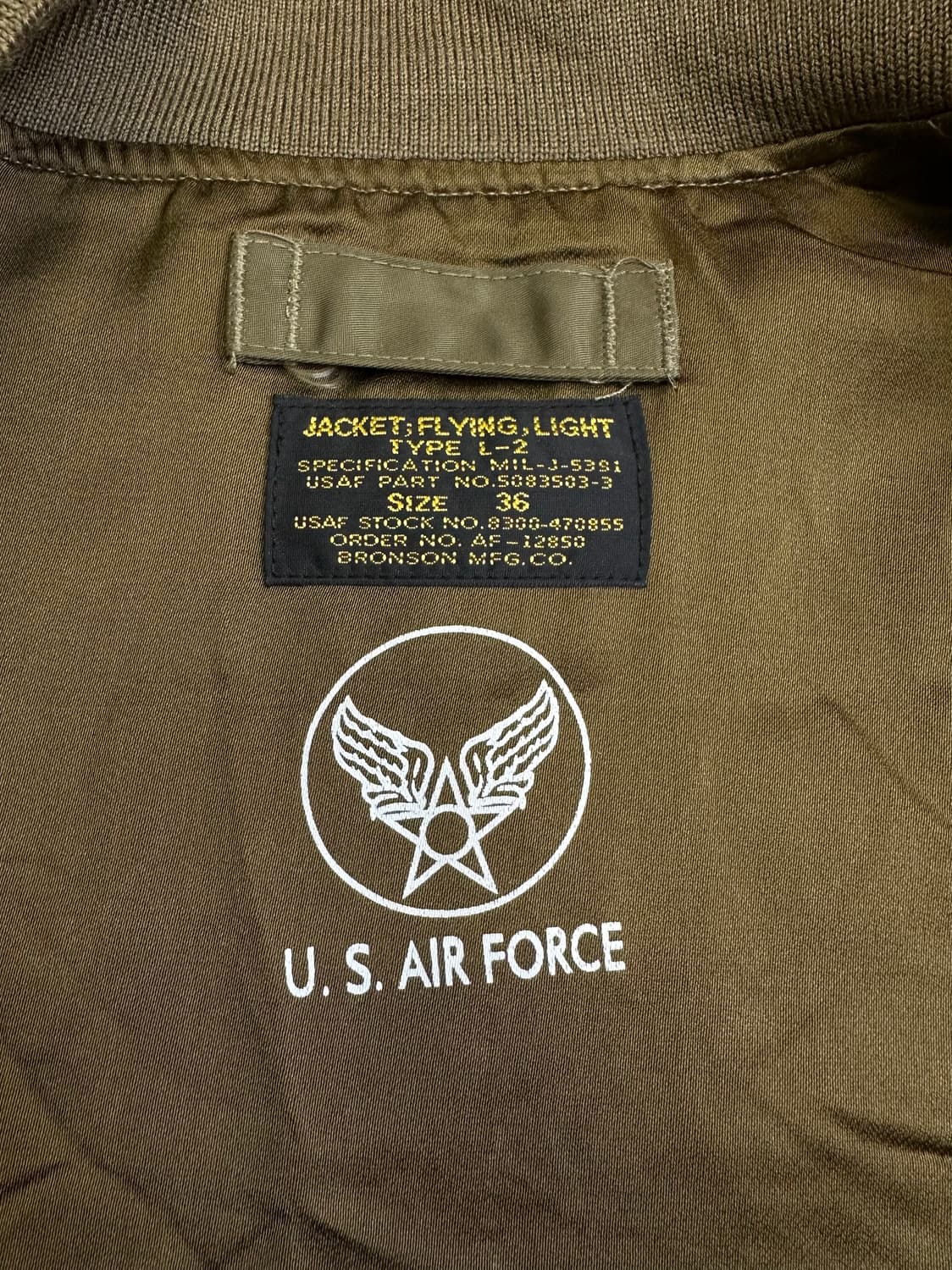 브론슨 US Air Force L-2 플라이트 자켓 36 [S] 상품이미지4