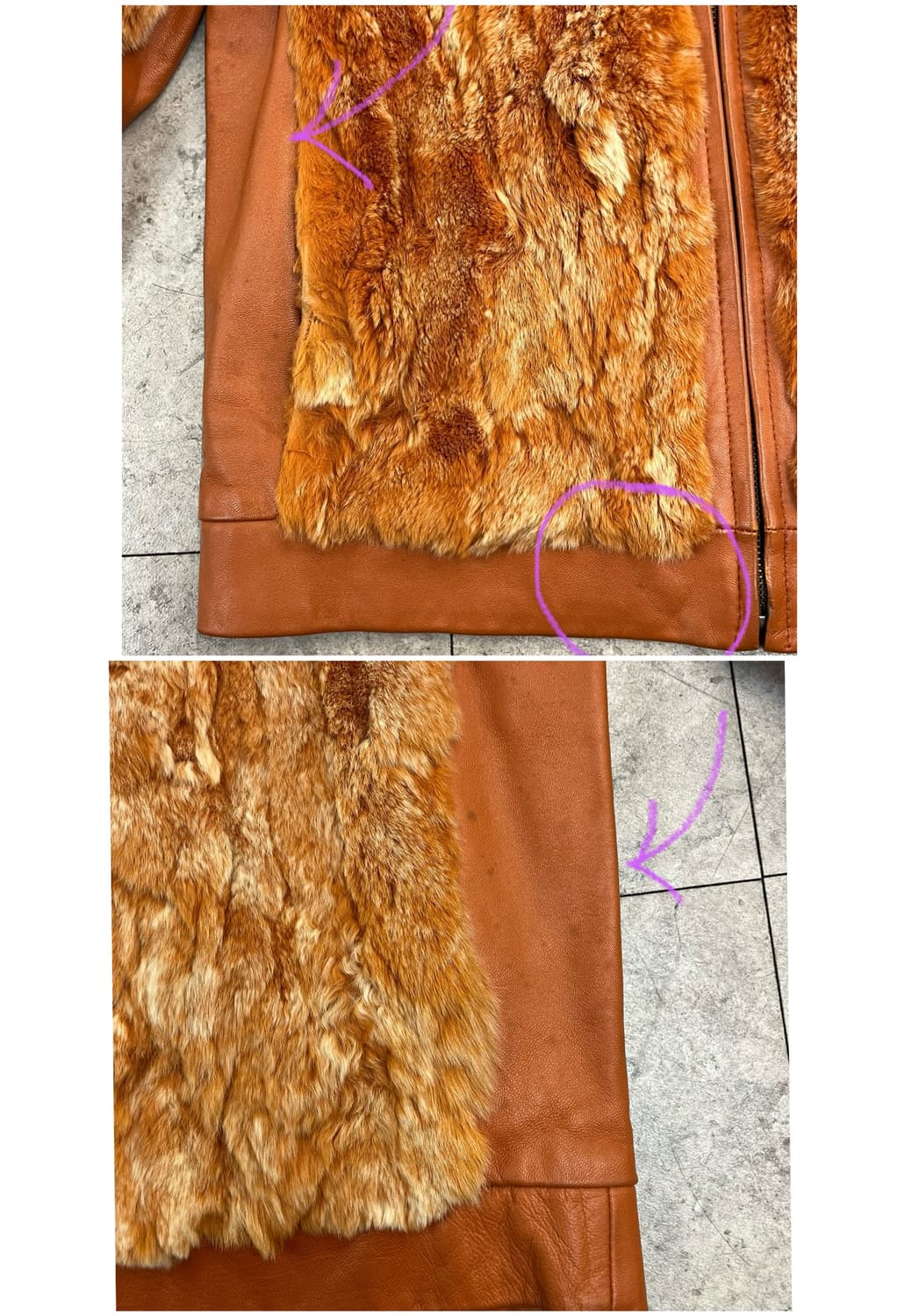 빈티지 토끼퍼 양가죽 레더 자켓 오렌지 88 #csz2549 상품이미지6