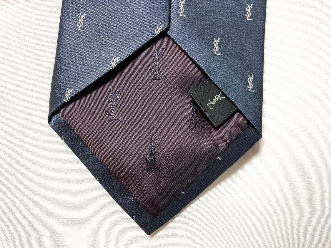 YSL 입생로랑 명품 정품 시그니처 모노그램 실크 넥타이 _ 딥블루 상품이미지7