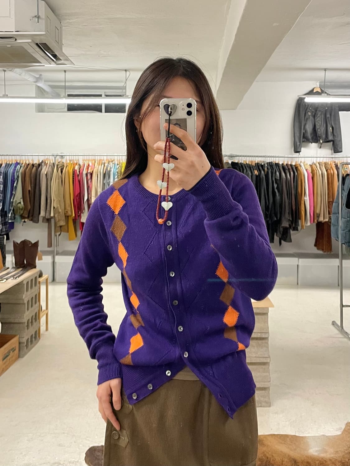 UNITED ARROWS agyle cardigan 아가일 울 가디건 상품이미지6