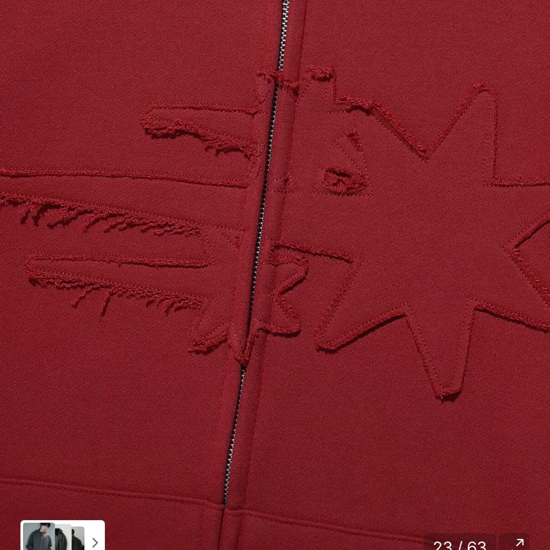 나이스고스트클럽 3STAR LOGO ZIP HOODIE 레드 상품이미지3