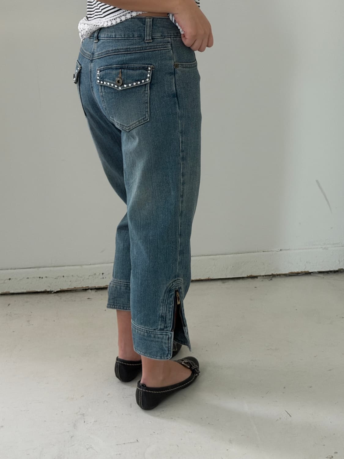 일본빈티지 옆트임 카프리 데님팬츠 상품이미지3