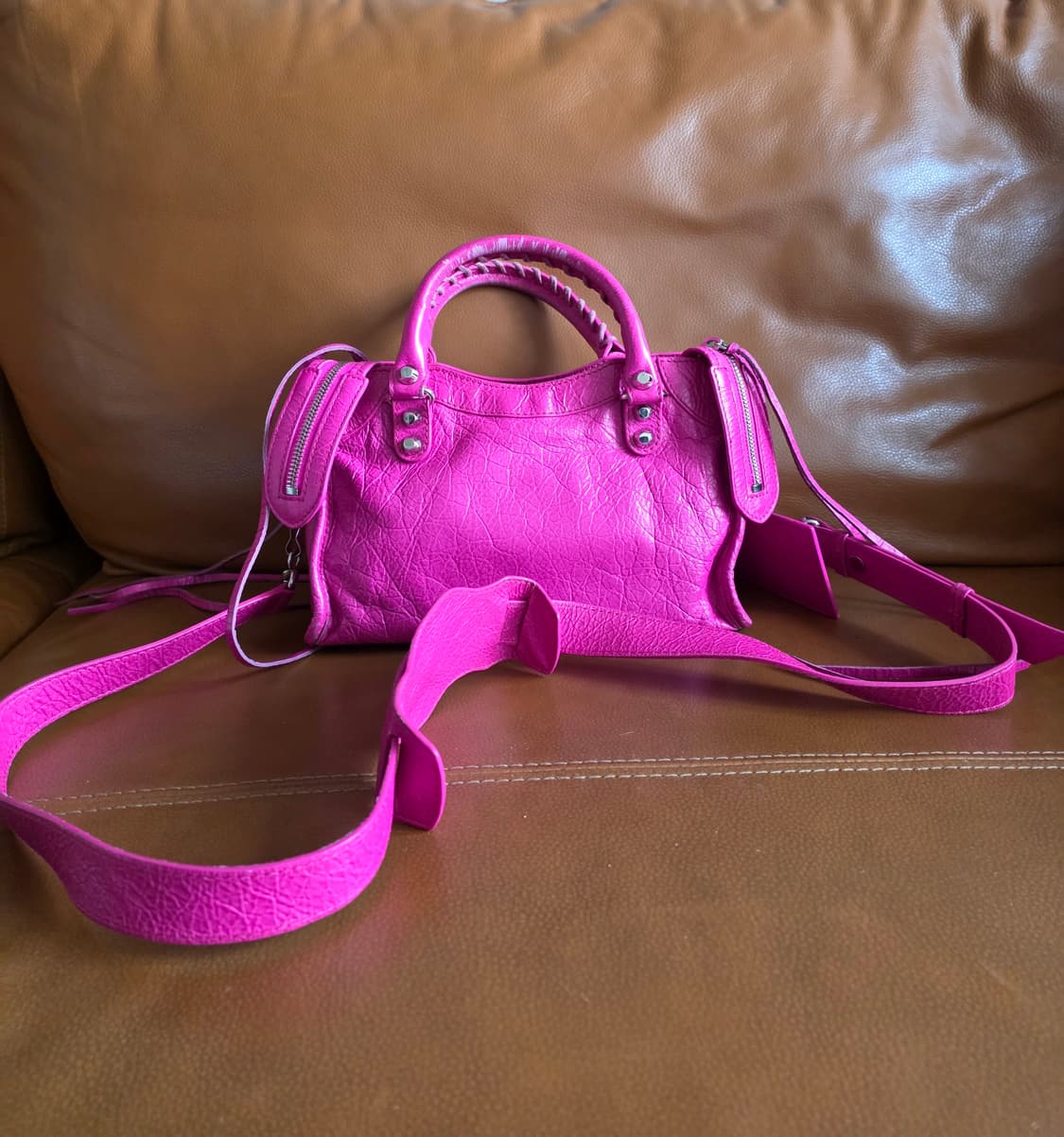 정품 발렌시아가 모터백 르시티백 시티백 미니 푸시아핑크 상품이미지9