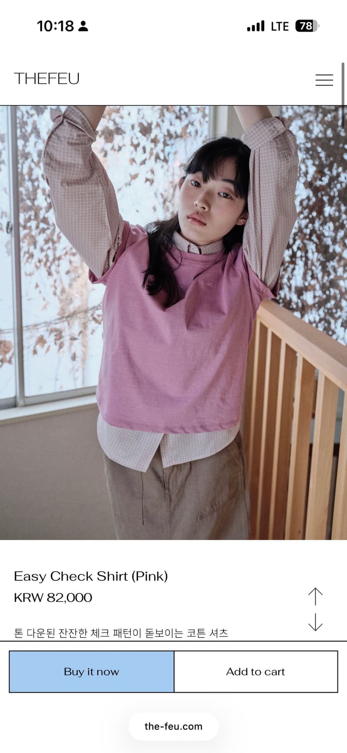 thefeu check shirt, os, pink 상품이미지1