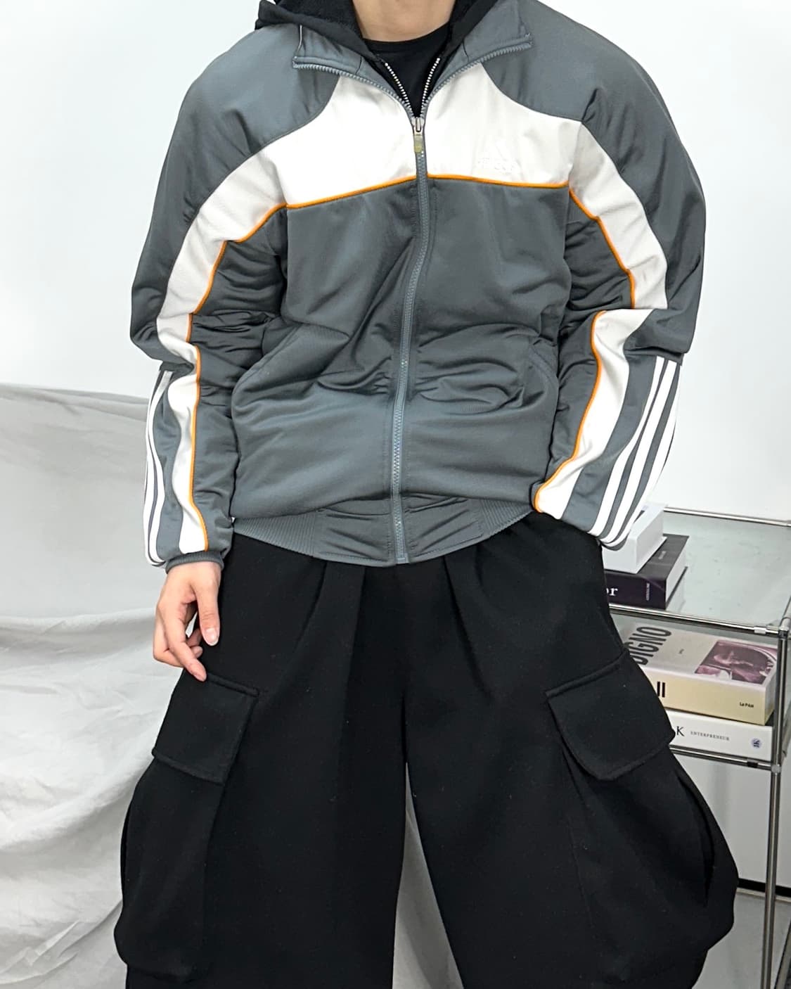 아디다스 00s 그레이 배색 트랙탑 져지 M 상품이미지2