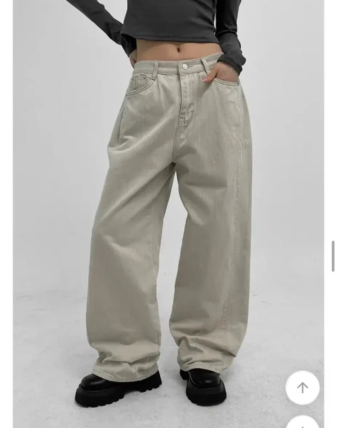 블랙업 런더월 와이드 폴딩 코튼팬츠 사이드핀턱 상품이미지1