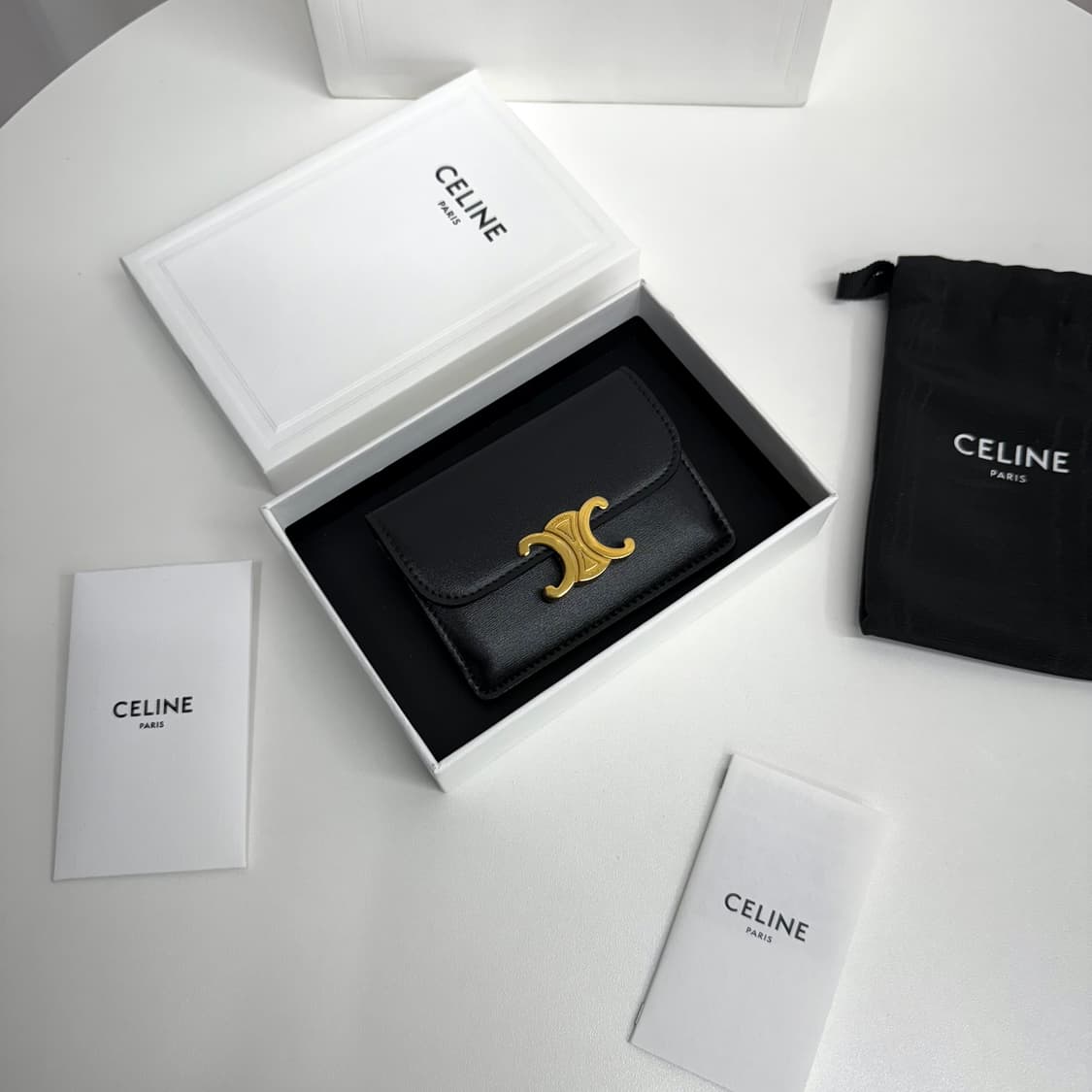 [풀박스] 셀린느 트리오페 플랩 카드지갑 블랙 상품이미지2