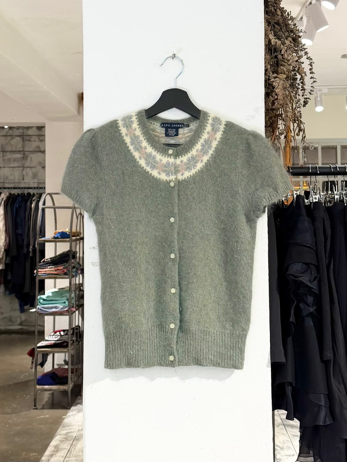랄프로렌 민트 앙고라 혼방 페어 아일 하프 슬리브 가디건 상품이미지1