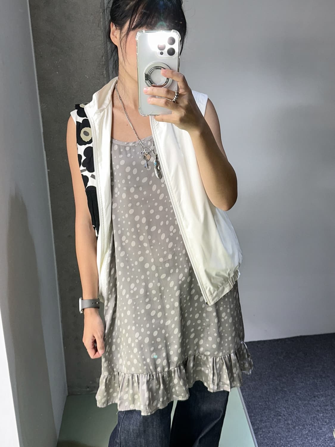silky gray dot dress 상품이미지1
