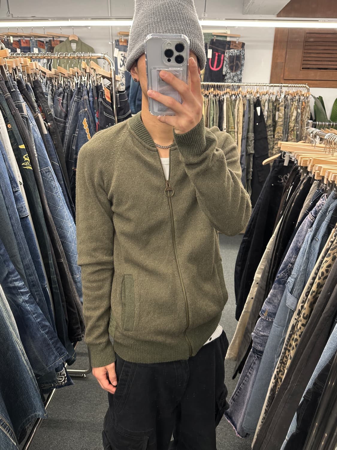 M) 바버 니트 집업 상품이미지1