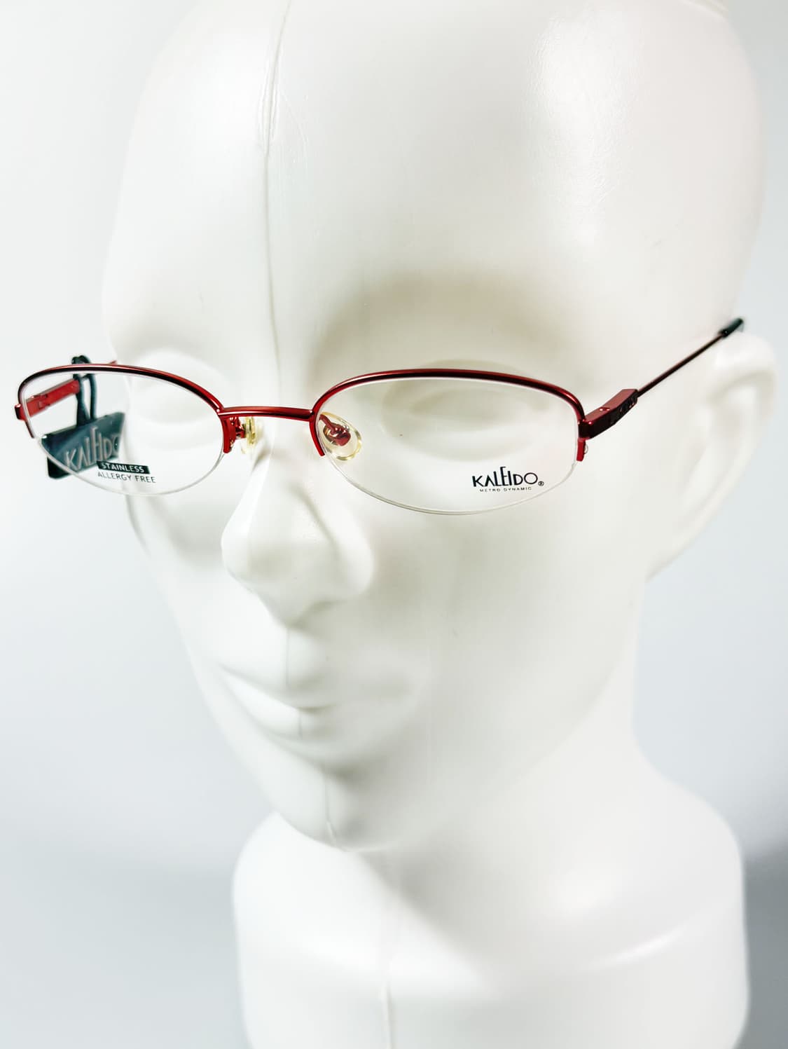 90s KALEIDO 레드 반무테 스퀘어 메탈 빈티지 안경 상품이미지8