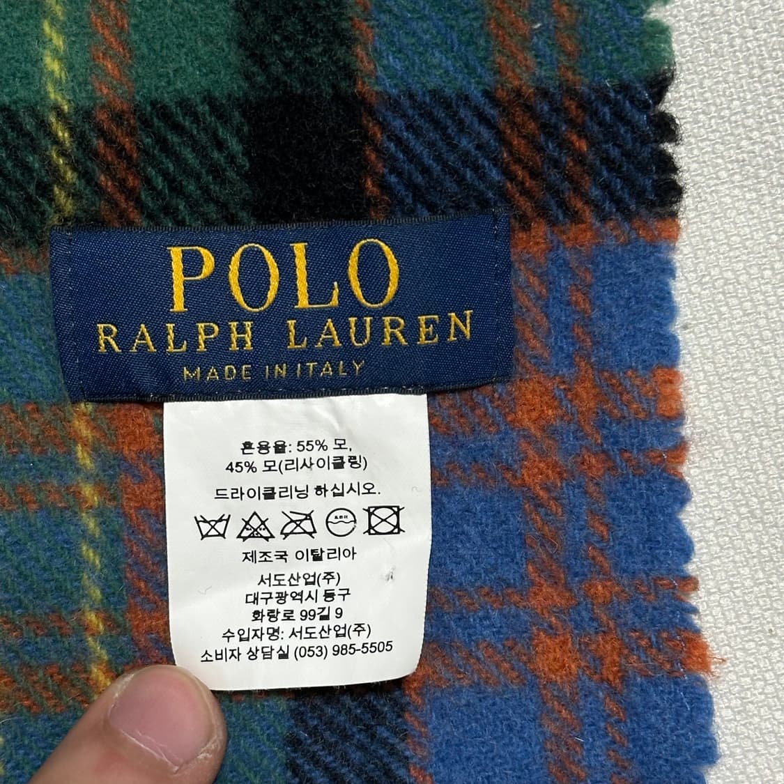 OS 폴로랄프로렌 옐로우 포니 체크 패톤 울 머플러 상품이미지3