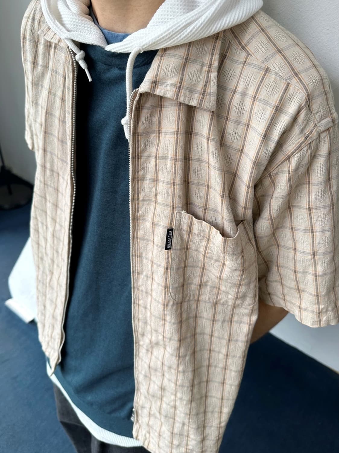 Fake layered hooded H/S tshirt 상품이미지9