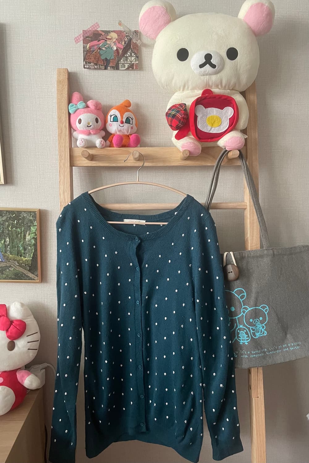 모리걸 빈티지 도트 가디건 💚🤍 상품이미지1