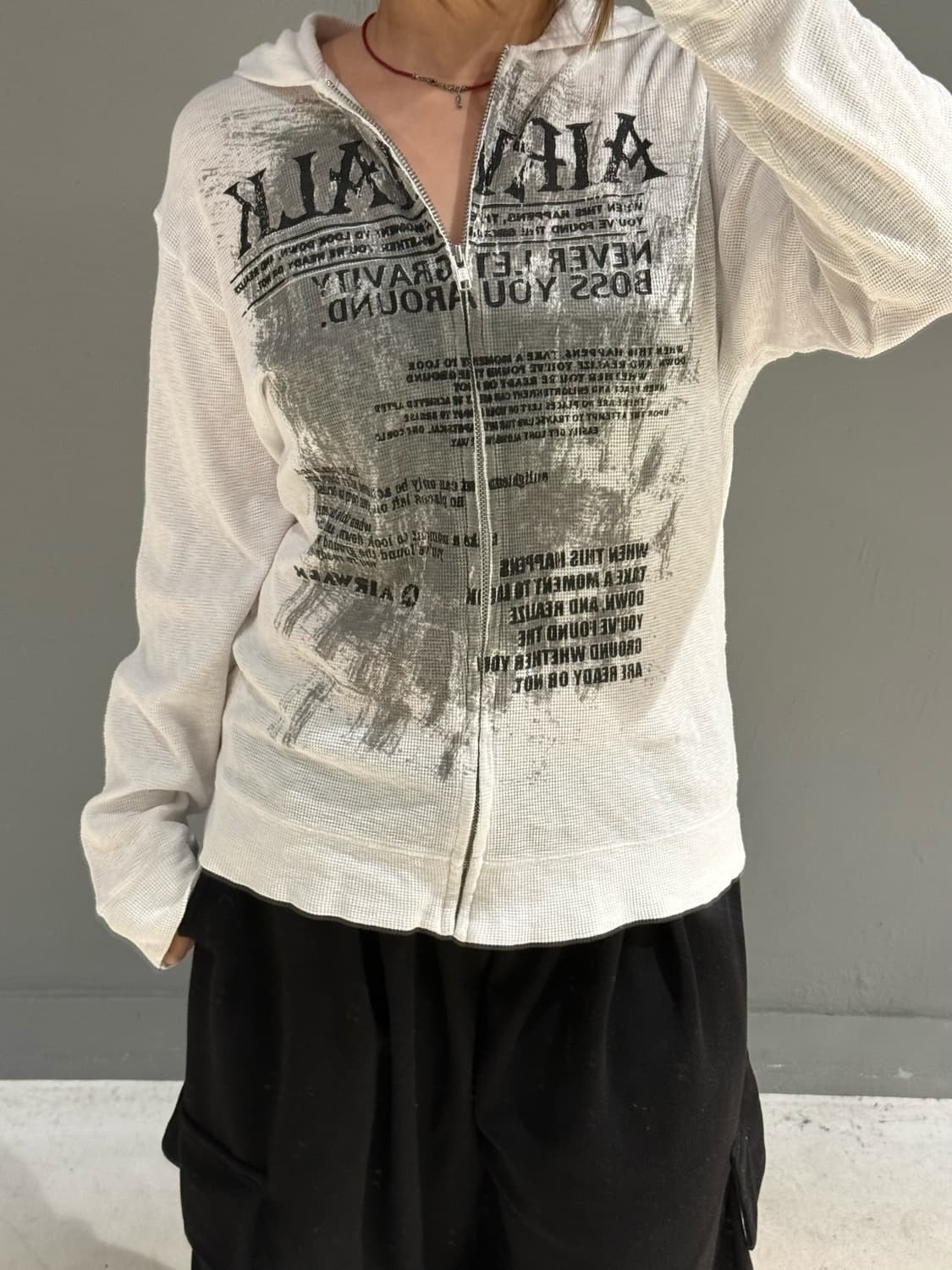 Airwalk grunge printing hood zip-up 상품이미지3