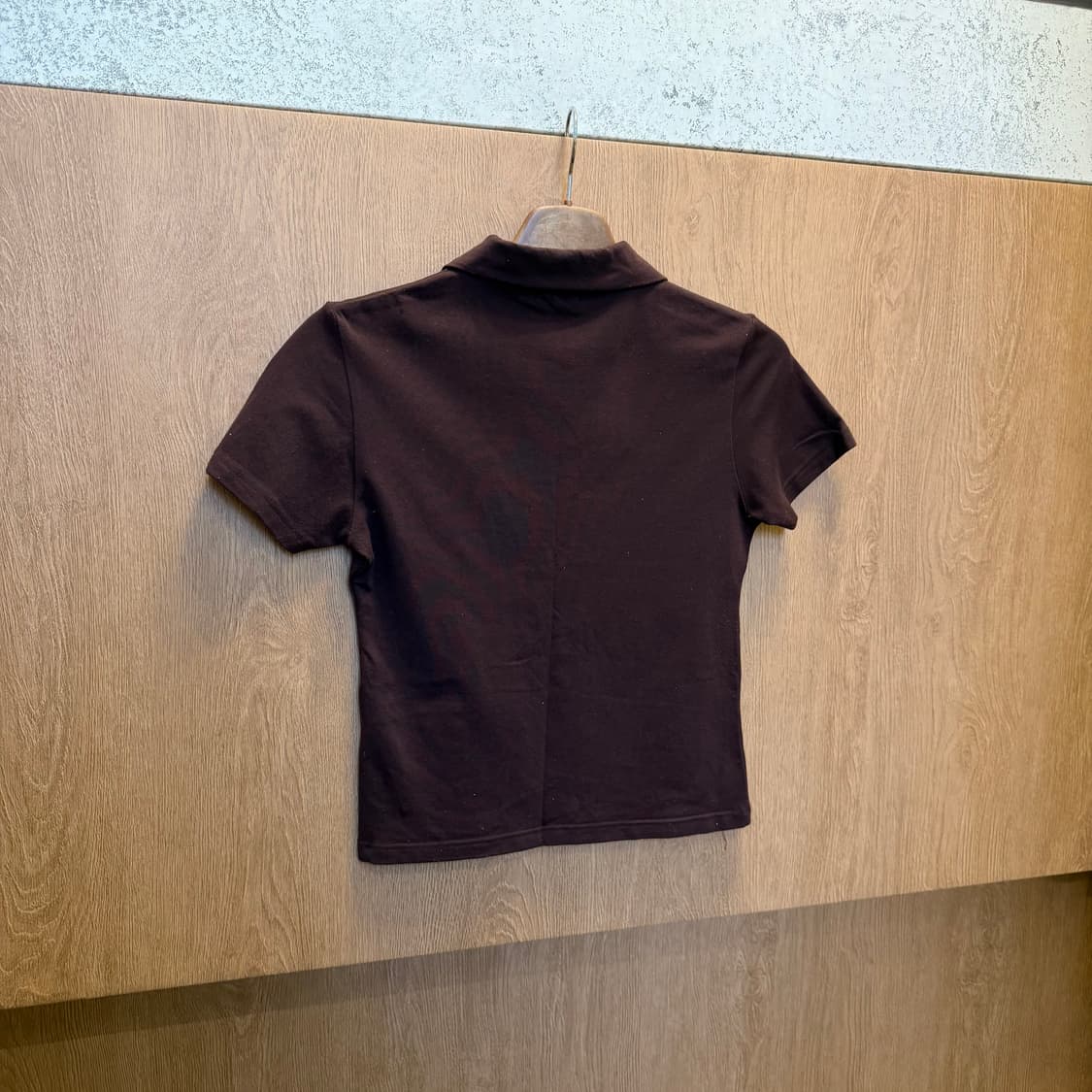 빈티지 반팔 카라 티셔츠 무지 디테일 슬림핏 브라운 상품이미지2