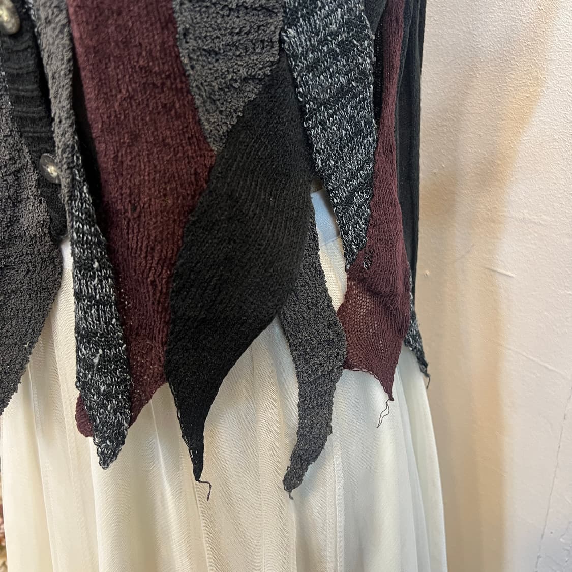 빈티지 패치워크 크롭 니트 베스트 상품이미지4