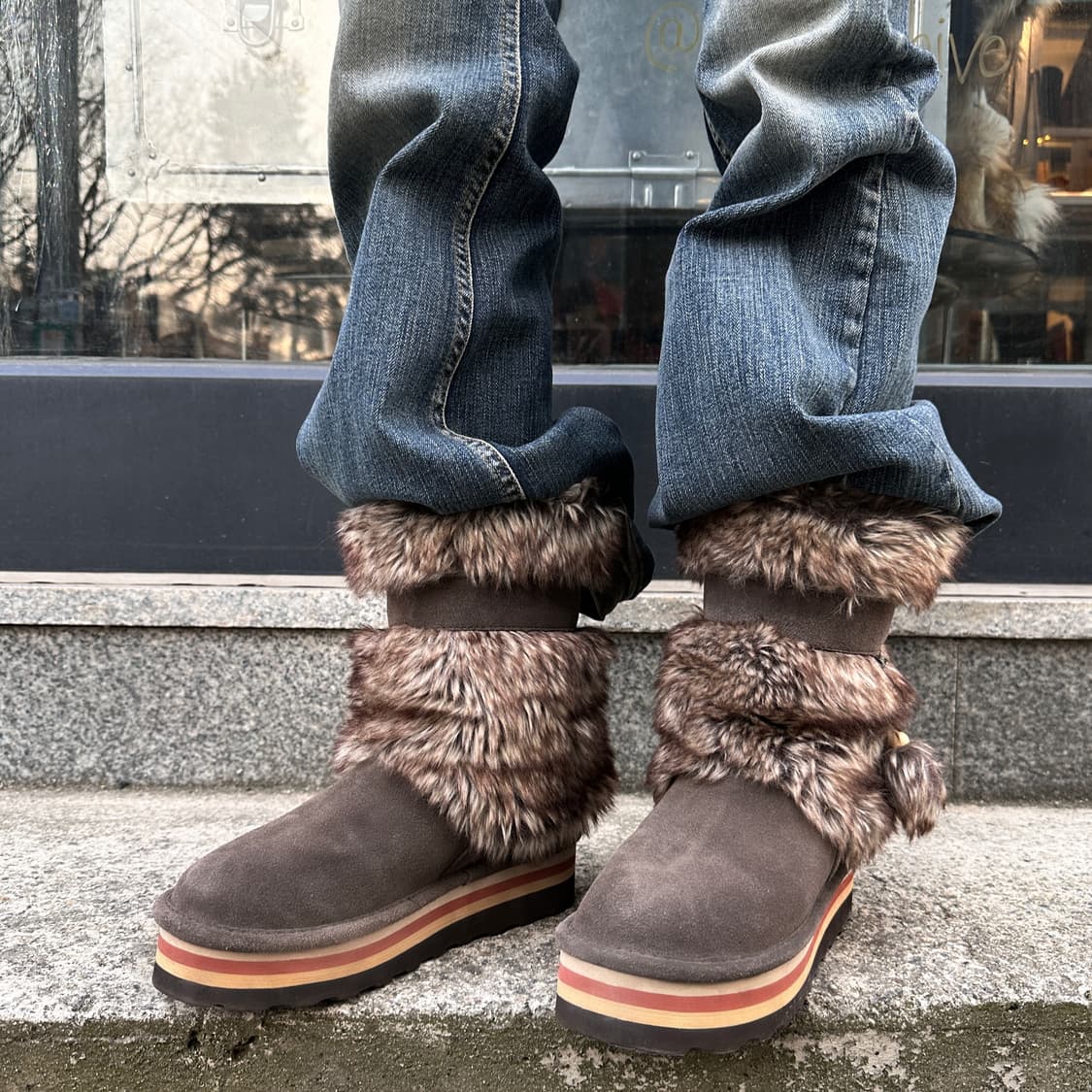 00s BEARPAW 스웨이드 퍼 트림 어그 부츠 상품이미지5