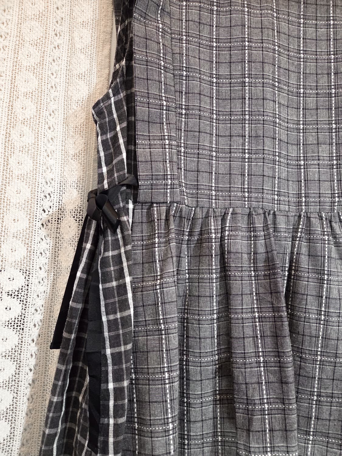 체크 민소매 롱원피스 상품이미지3