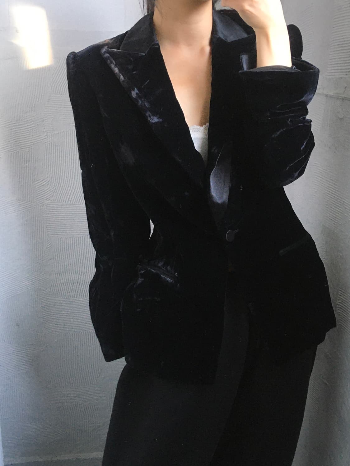 Giorgio Armani 조르지오 아르마니 벨벳 블랙 원버튼 블레이저 상품이미지2