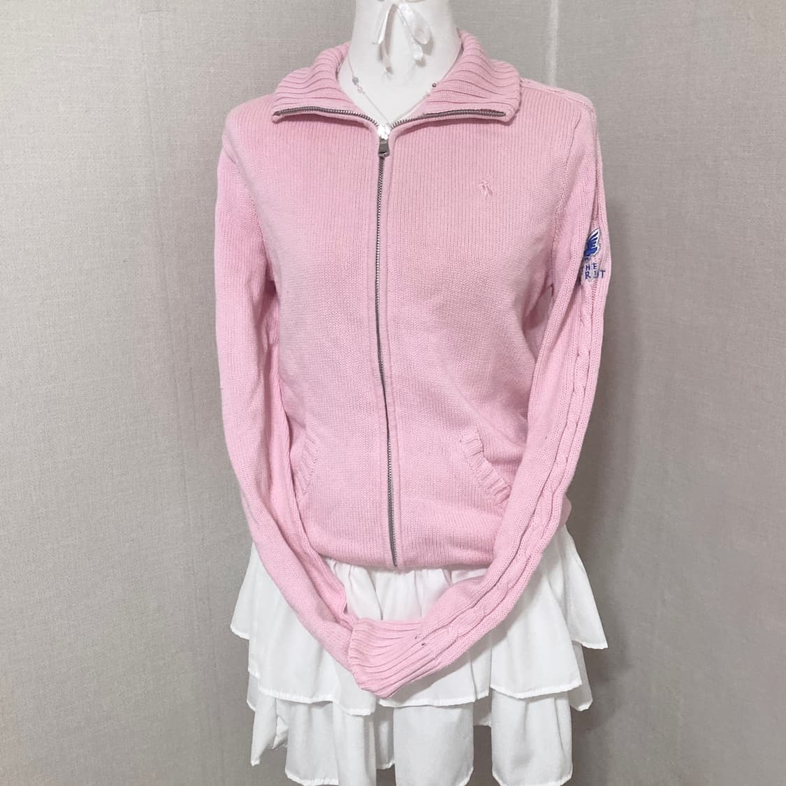 폴로 핑크 니트 집업 M 상품이미지1