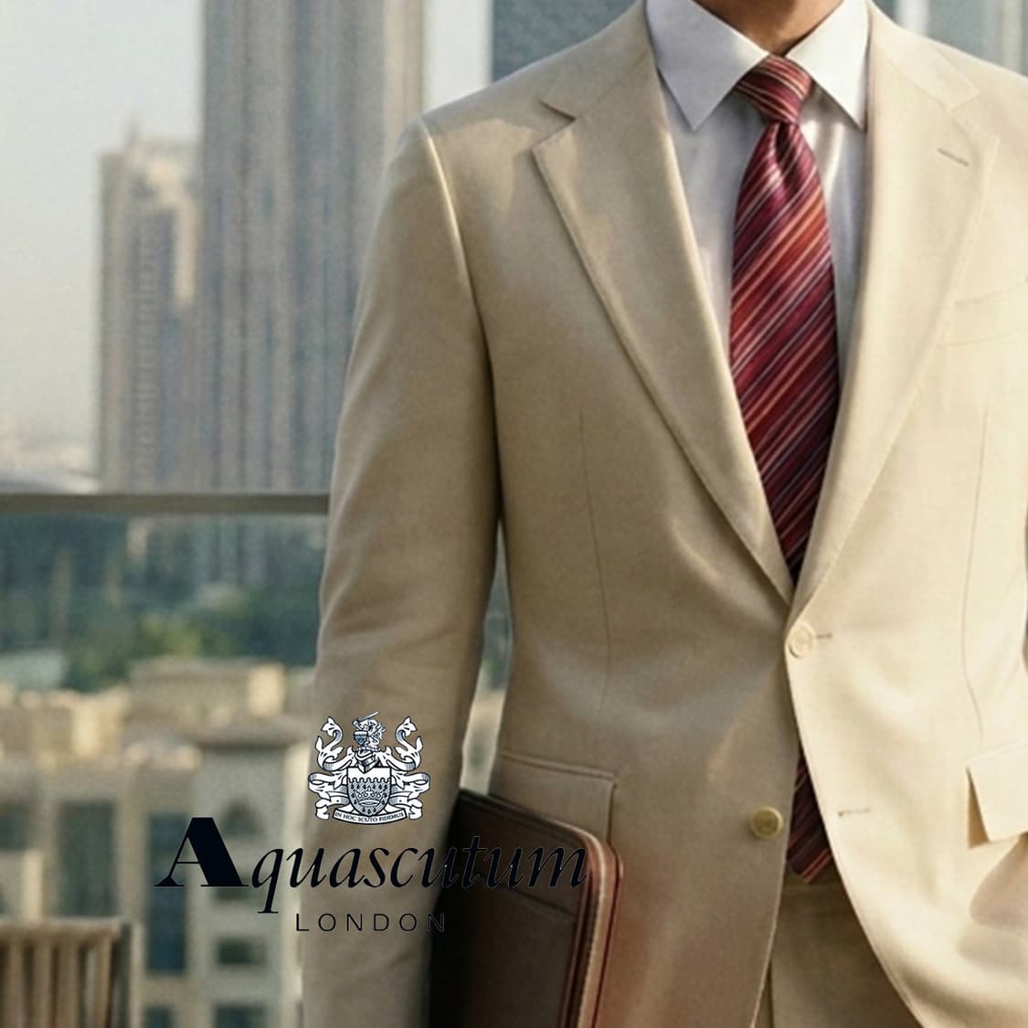 아쿠아스큐텀 실크 레드 스트라이프 넥타이 9.1cm A등급 K2544 상품이미지1