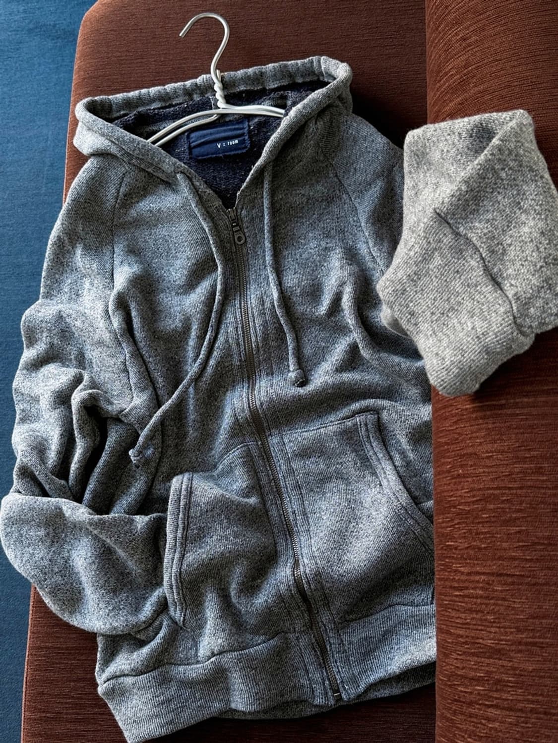 High gauge melange knitted hood zip park 상품이미지1