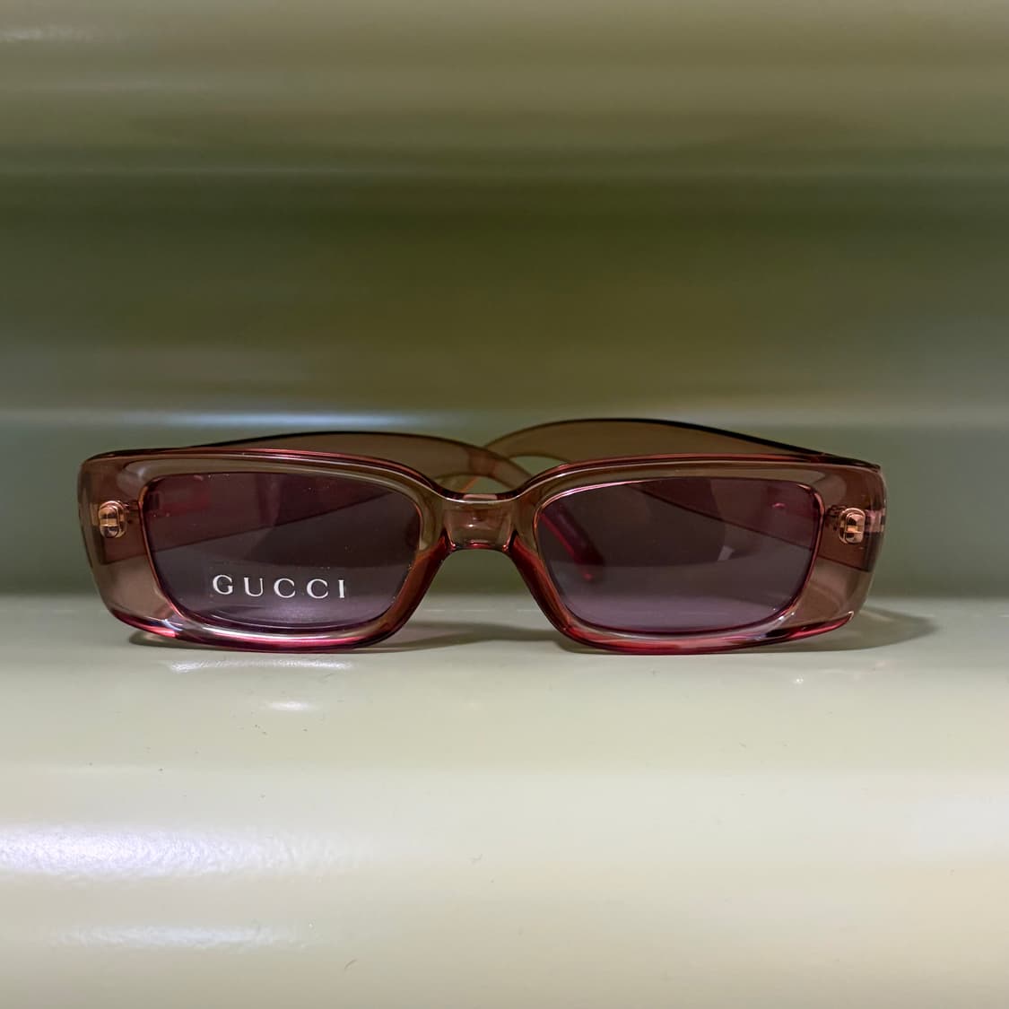 구찌 90s 빈티지 GG 2409/N/S 렉탱글 선글라스 (클리어 핑크) 상품이미지1