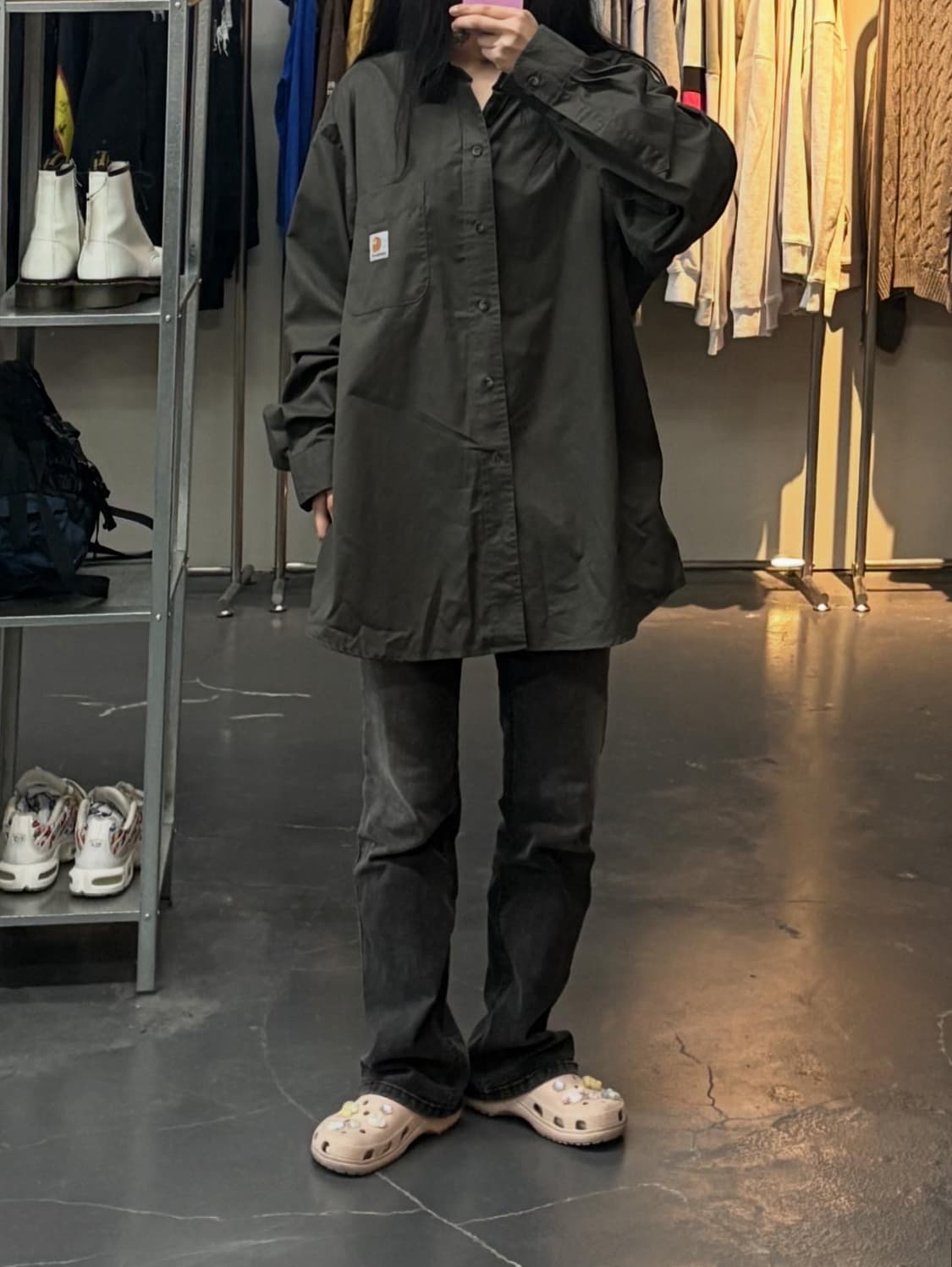 칼하트 로고 올리브색 워크셔츠 A2784 상품이미지1