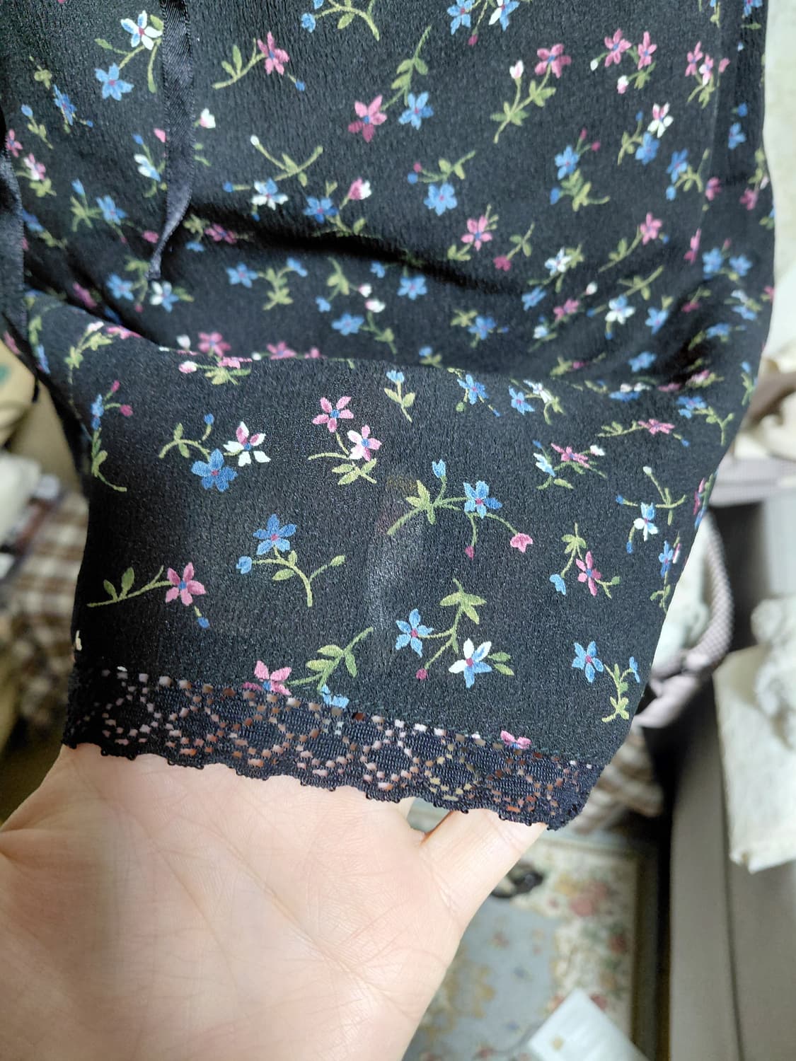 [일본빈티지] 플라워 블랙 끈나시 미니 원피스 상품이미지5