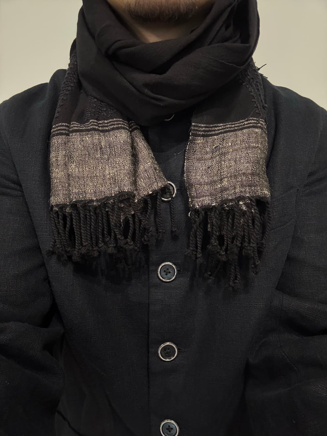 요지야마모토 뿌르옴므 24ss 핸드스티치 실크 머플러 상품이미지6