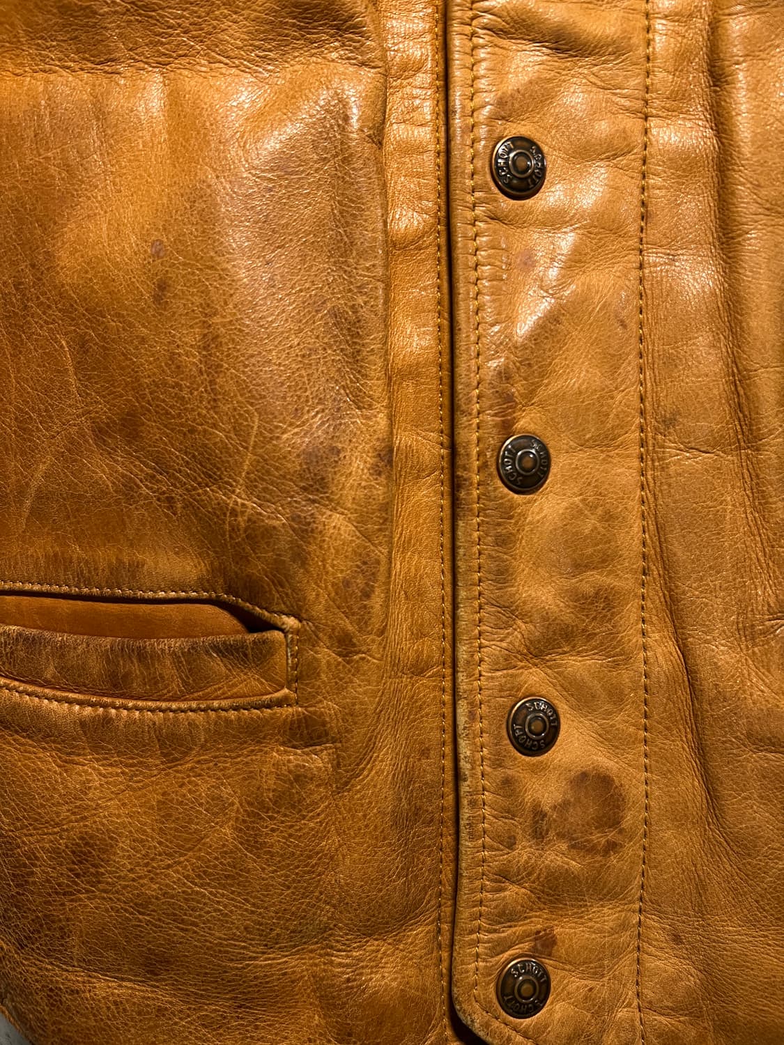 [M]90's 쇼트 USA Made 레더 베스트 분리형 그린 다운 패딩 상품이미지4