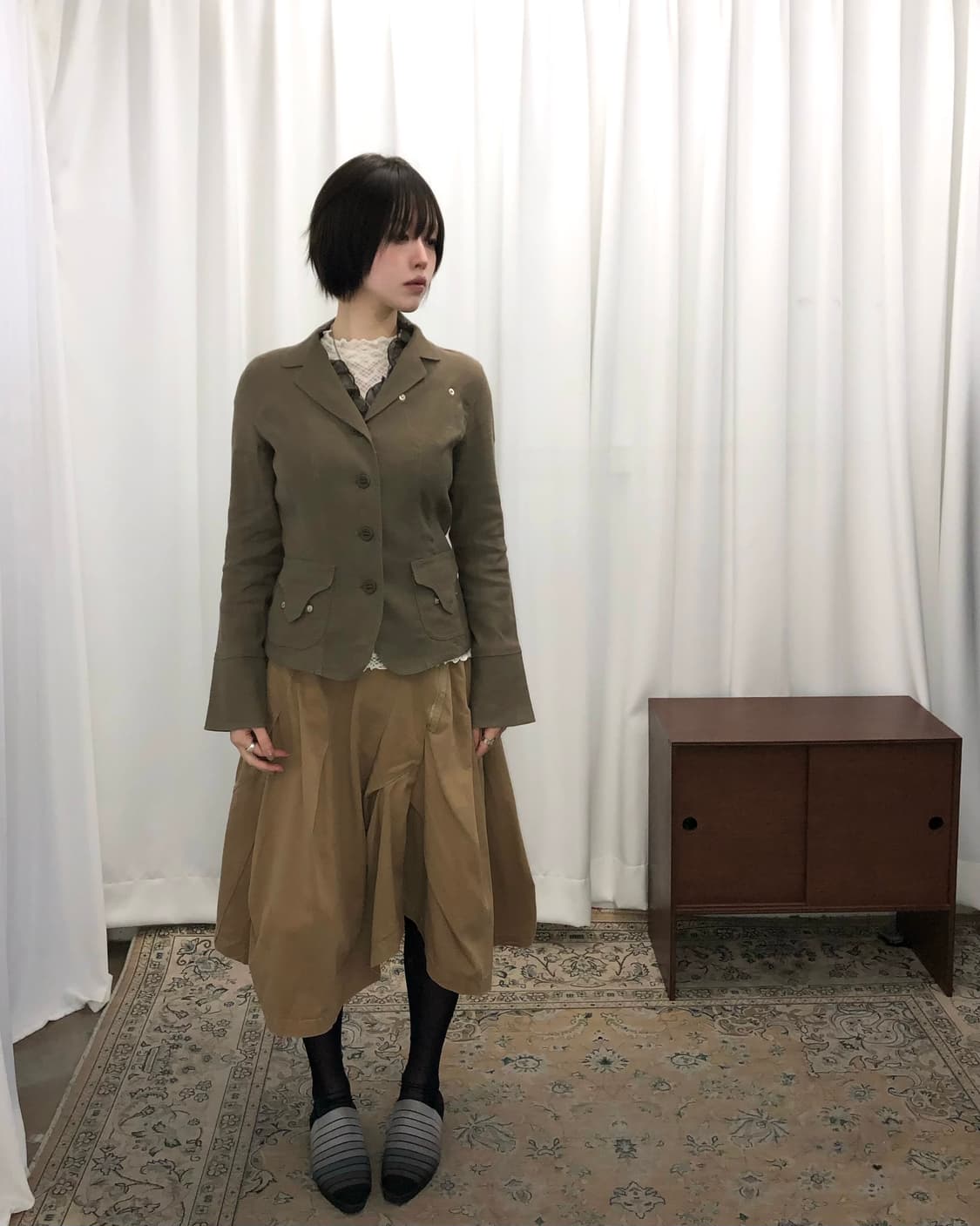 카키 슬림핏 자켓 상품이미지1